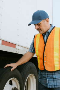 inspecting truck